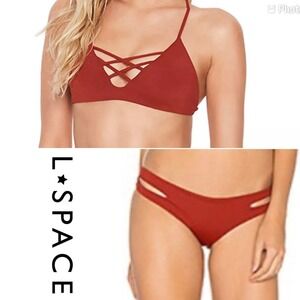 L*Space bikini redwood medium Jojo reversible top large Estella full cut bottom